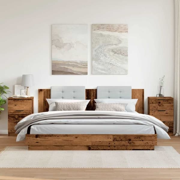 vidaXL Yöpöydät 2 kpl vanha puu 40x36x65 cm lastulevy