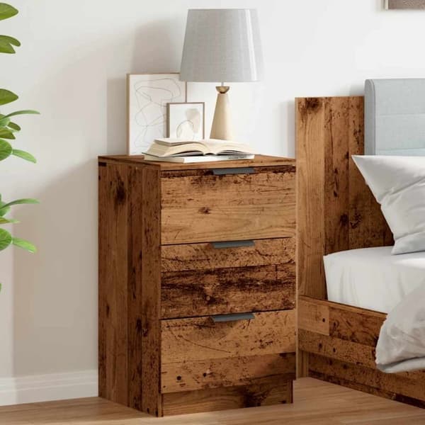 vidaXL Yöpöydät 2 kpl vanha puu 40x36x65 cm lastulevy
