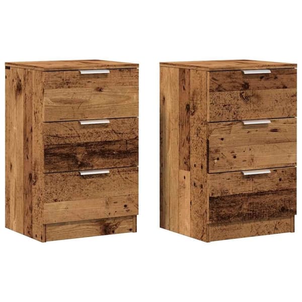 vidaXL Yöpöydät 2 kpl vanha puu 40x36x65 cm lastulevy
