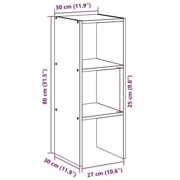 vidaXL bogreol stabelbar 30x30x80 cm konstrueret træ sonoma-eg