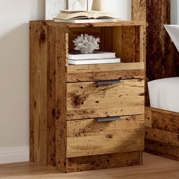 vidaXL sengeborde 2 stk. 40x36x65 cm konstrueret træ gammelt trælook