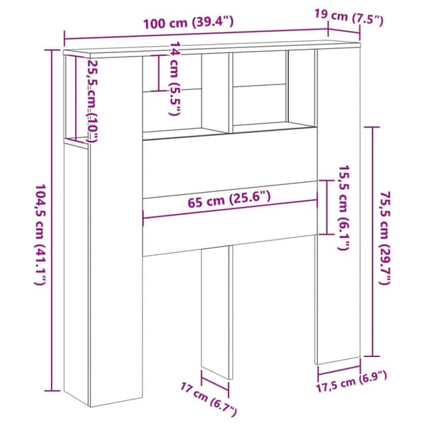 vidaXL Hodegavl med hylle gammelt tre 100x19x104,5 cm konstruert tre