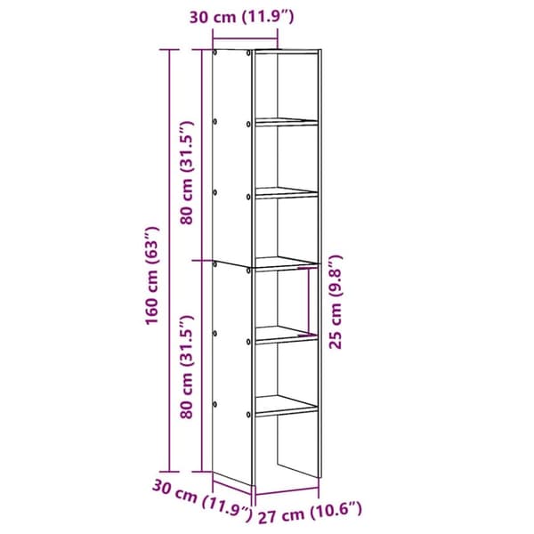 vidaXL bogreoler stabelbare 2 stk. 30x30x80 cm antikt træ