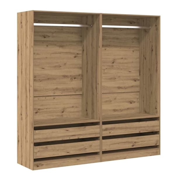 vidaXL klædeskab 100x50x200 cm konstrueret træ egetræslook