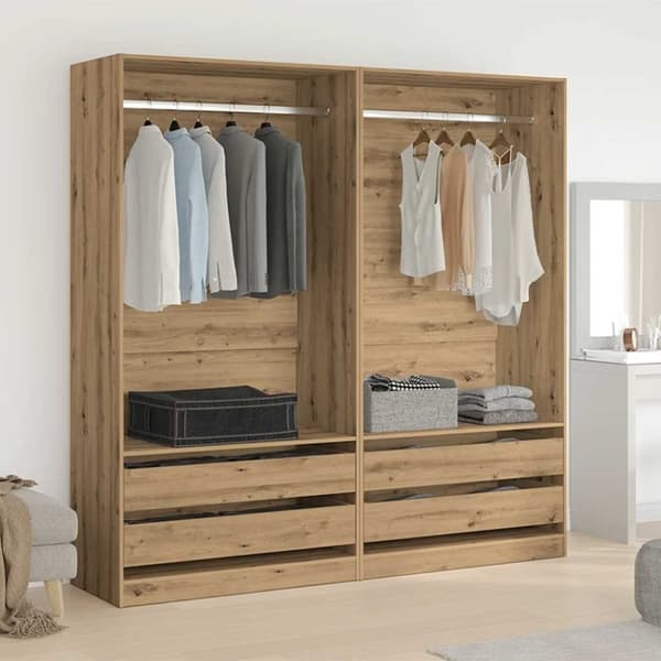 vidaXL klædeskab 100x50x200 cm konstrueret træ egetræslook