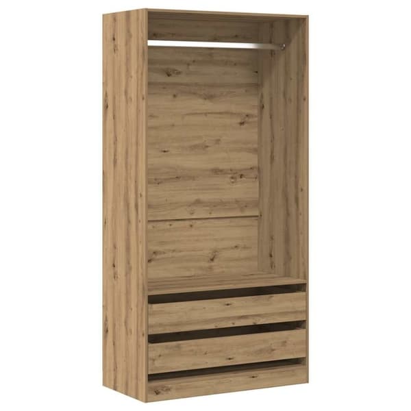 vidaXL klædeskab 100x50x200 cm konstrueret træ egetræslook