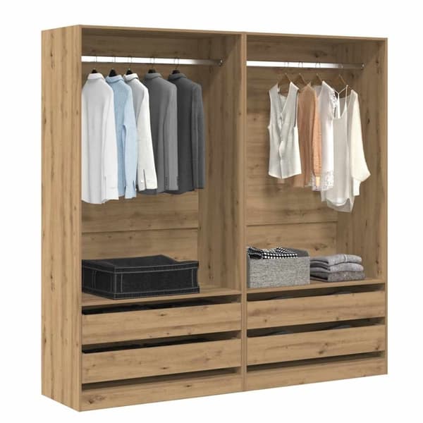 vidaXL klædeskab 100x50x200 cm konstrueret træ egetræslook