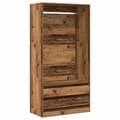 Miniatyrbilde 3 av 11: vidaXL Garderobe gammelt tre 100x50x200 cm konstruert tre