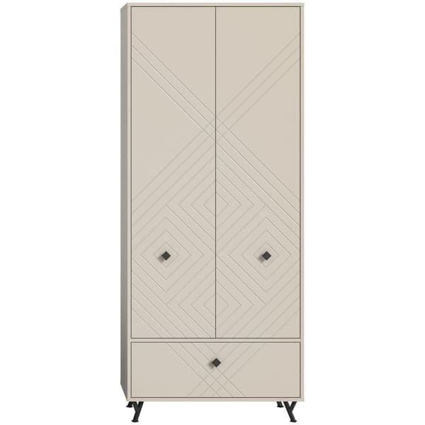 Notes garderobeskap 2 dører 1 klaffedør matt beige.