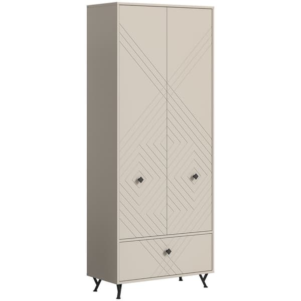 Notes garderobeskap 2 dører 1 klaffedør matt beige.