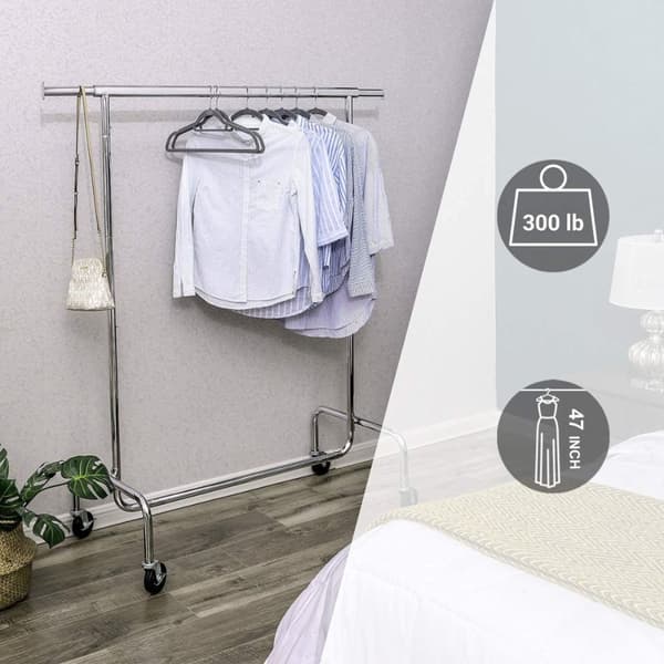 Klädställ med utdragbar stång 110-150 cm på hjul