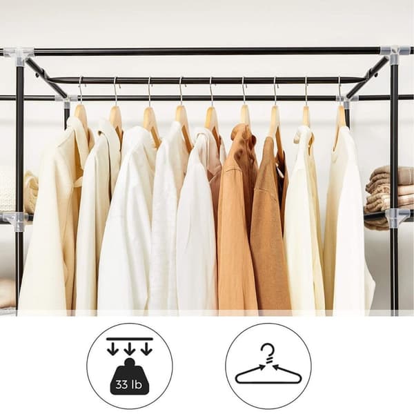 Dressing en Tissus avec Étagères 12 Niveaux et Penderie - L150 cm