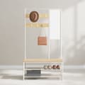 Miniatyrbild 5 av 10: Penderie d'entrée avec 3 étagères, 7 crochets et miroir - H180 cm