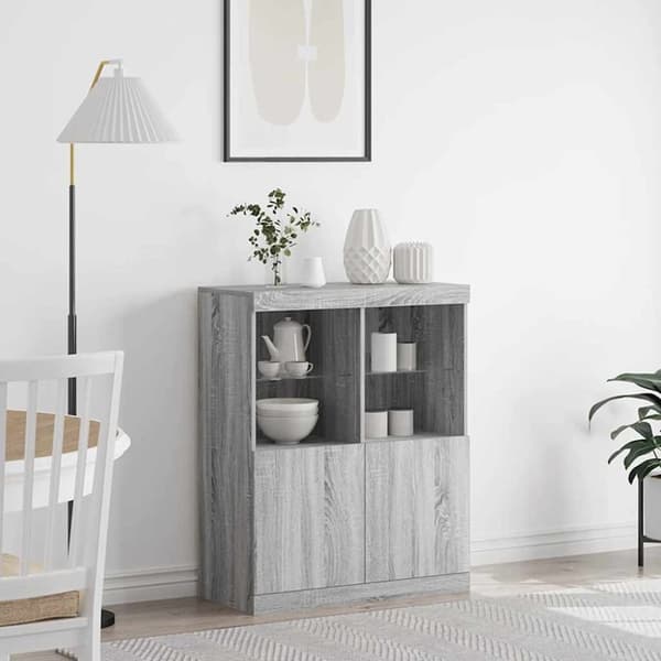 vidaXL skænk 81x37x100 cm konstrueret træ grå sonoma-eg