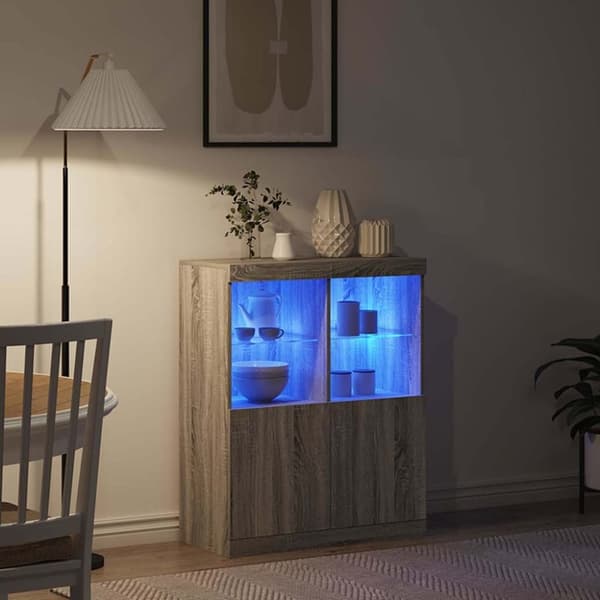 vidaXL skænk 81x37x100 cm konstrueret træ grå sonoma-eg