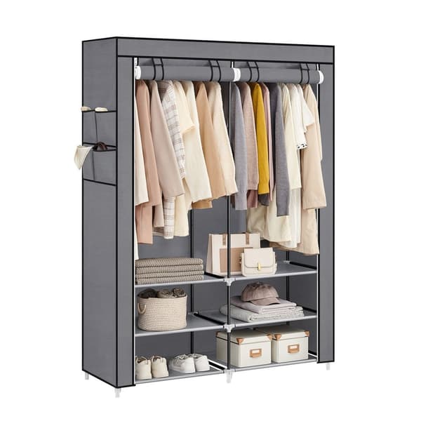 Garderobe - sammenfoldeligt skab - Stoffake - 6 rum - Grå