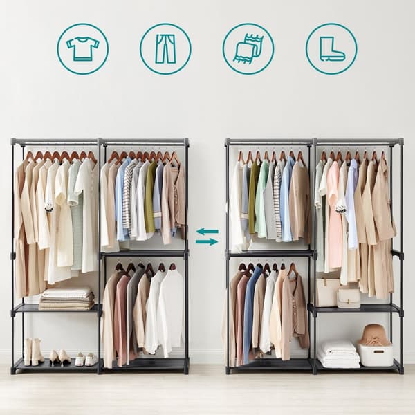 Garderobe - Foldekarderobe - 112 x 43 x 165 cm - Sort