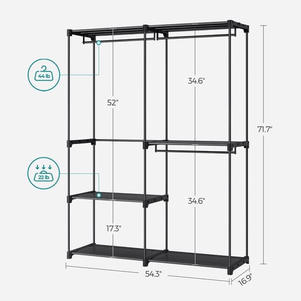 Garderobe - Foldekarderobe - 112 x 43 x 165 cm - Sort