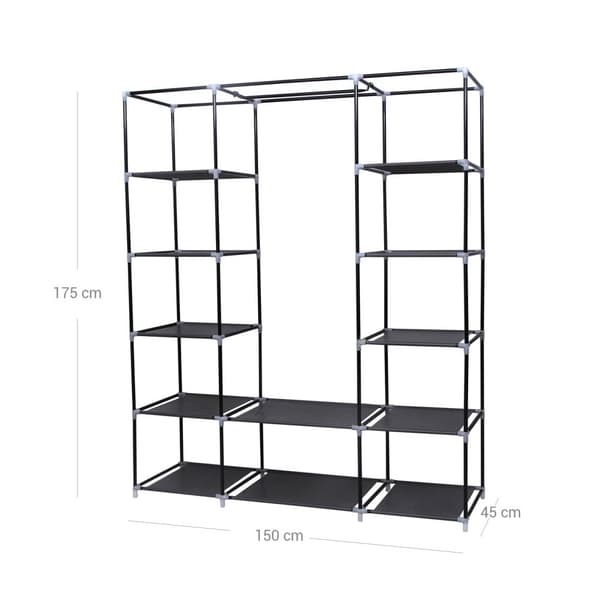 Garderob - tyggarderob - 175 x 150 cm - svart