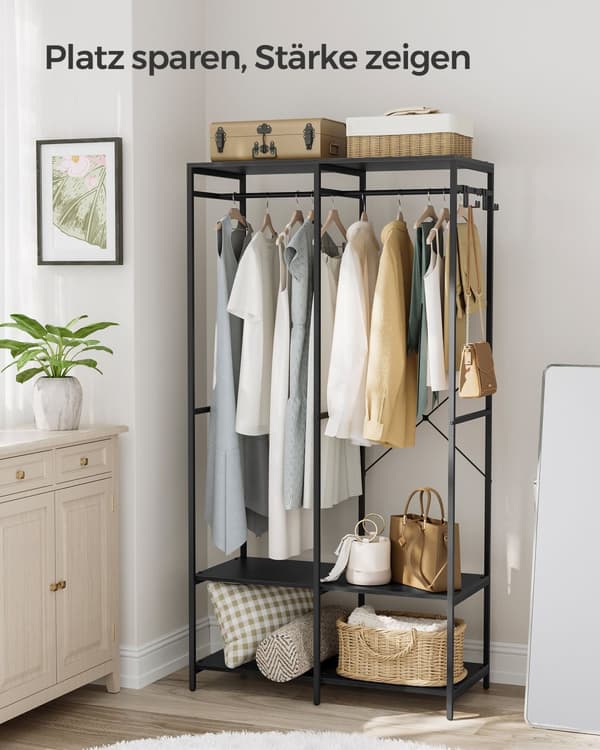 Garderobe - åben - med tøjstang - Ebony Black