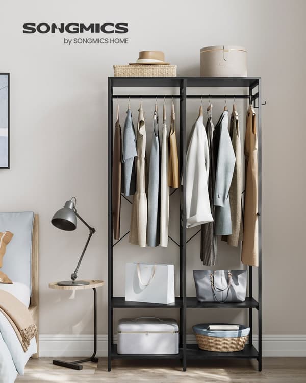 Garderobe - åben - med tøjstang - Ebony Black