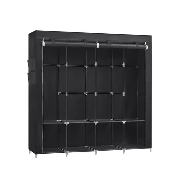 Linnedskab - Stofggarderobe - 45 x 170 x 167 cm - med hylder - sort
