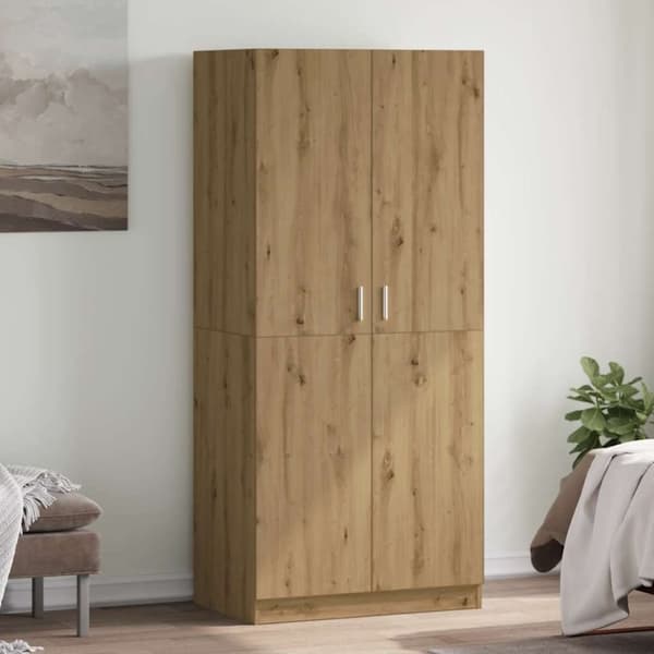 vidaXL Garderobe artisan eik 80x52x180 cm konstruert tre