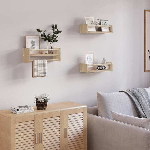 Rootz lasten seinähyllysetti - Kelluvat hyllyt lapsille - Montessori-kirjahylly - Mänty - 40/50/60cm x 15cm x 14cm - Kiinteä rakenne