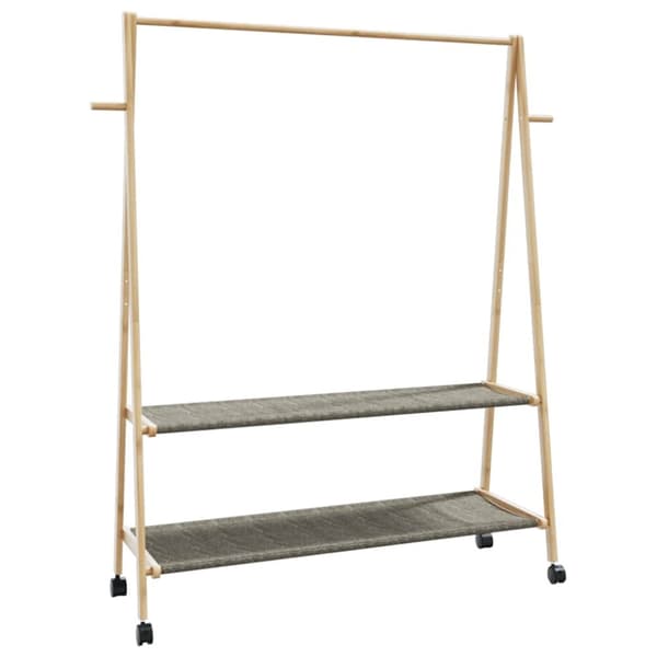vidaXL Vaateteline hyllyillä ja pyörillä 132x45,5x155,5 cm bambu