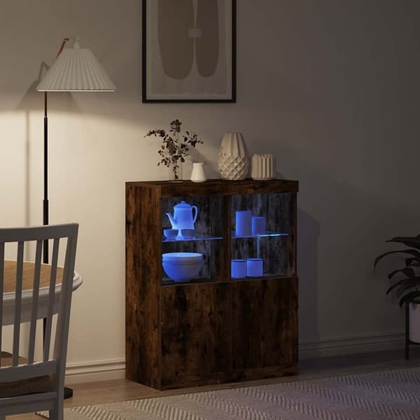 vidaXL Skjenk røkt eik 81x37x100 cm konstruert tre