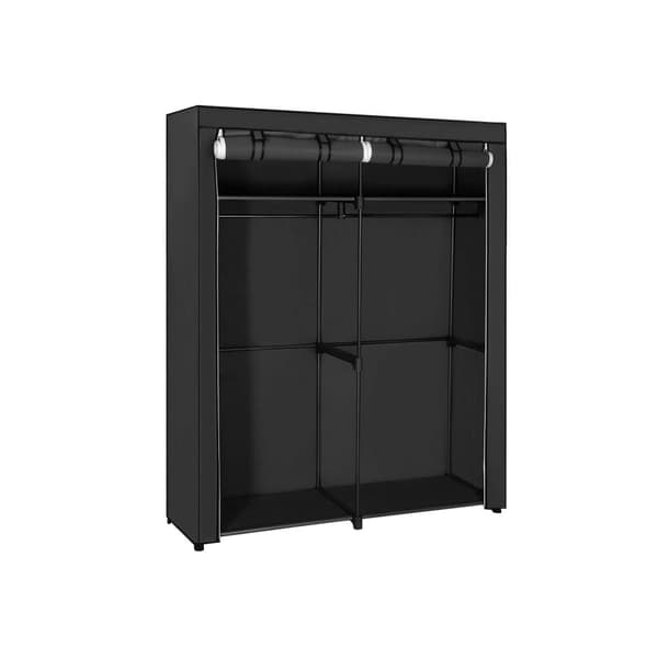 Garderobe - Stofkasse med 2 stænger - 140 x 43 x 174 cm - Sort