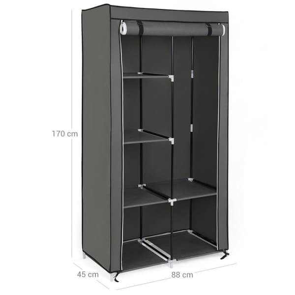 Garderobe - Stofskabet med stænger - 7 Monteringsmuligheder - Grå