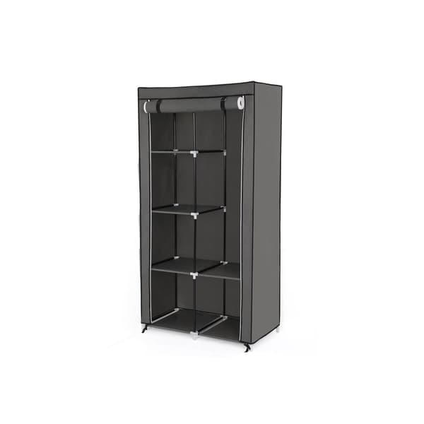 Garderobe - Stofskabet med stænger - 7 Monteringsmuligheder - Grå