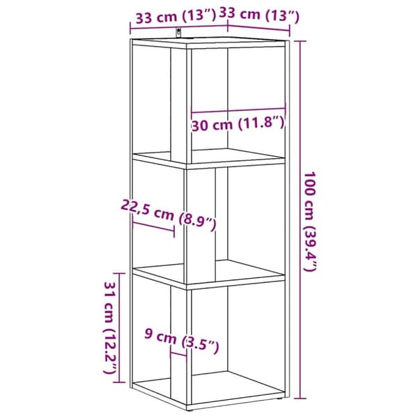 vidaXL Hjørneskap gammelt tre 33x33x100 cm konstruert tre