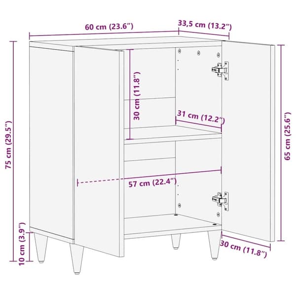 vidaXL Skjenk 60x33,5x75 cm heltre mango