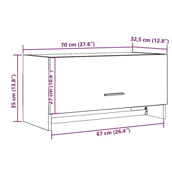 vidaXL garderobe, gammel trælook, 70x32,5x35 cm, konstrueret træ