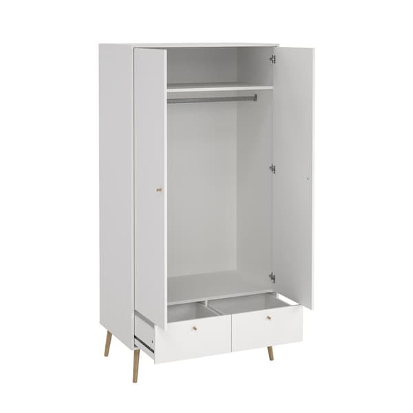 Bodo klädskåp 200x99x58cm, 2 dörrar, 2 lådor vit.