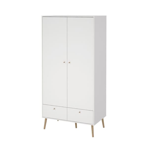 Bodo klädskåp 200x99x58cm, 2 dörrar, 2 lådor vit.