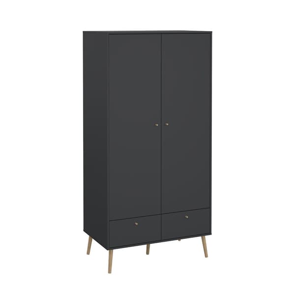 Bodo klädskåp 200x99x58cm, 2 dörrar, 2 lådor matgrå.