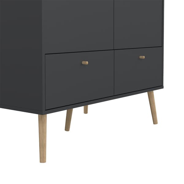 Bodo klädskåp 200x99x58cm, 2 dörrar, 2 lådor matgrå.