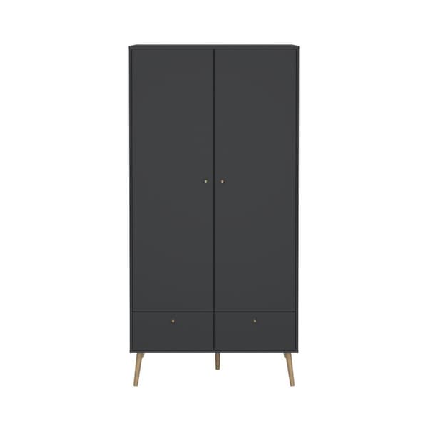 Bodo klädskåp 200x99x58cm, 2 dörrar, 2 lådor matgrå.
