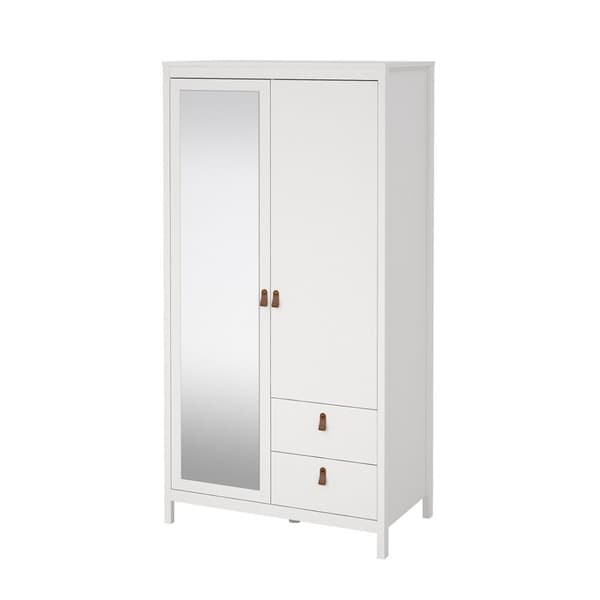 Madrid klädskåp 199x103x59cm, 1 dörr, 1 spegeldörr, 2 lådor vit.