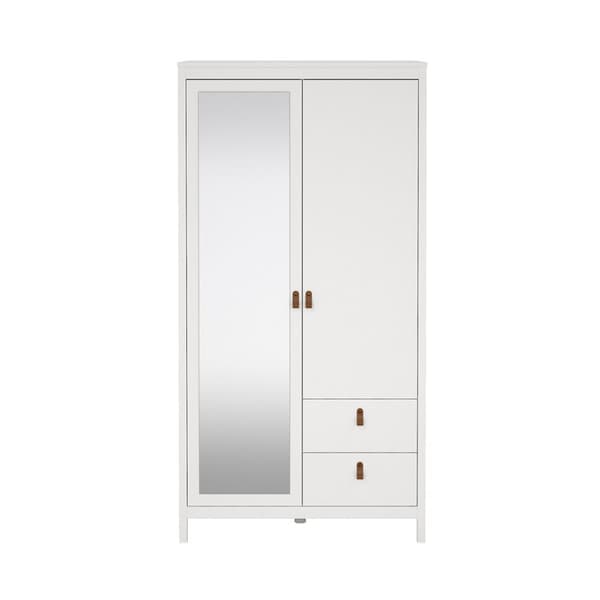 Madrid klädskåp 199x103x59cm, 1 dörr, 1 spegeldörr, 2 lådor vit.