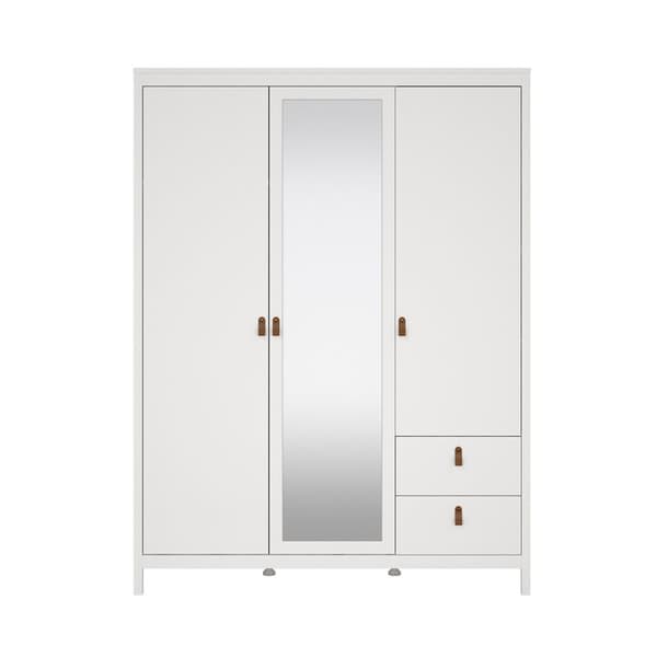 Madrid klädskåp 199x150x59cm, 2 dörrar, 1 spegeldörr, 2 lådor vit.