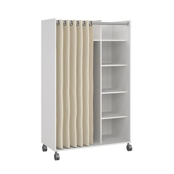 Kit klädskåp 160x100x49cm, öppen, garderobsinsats vit, beige.