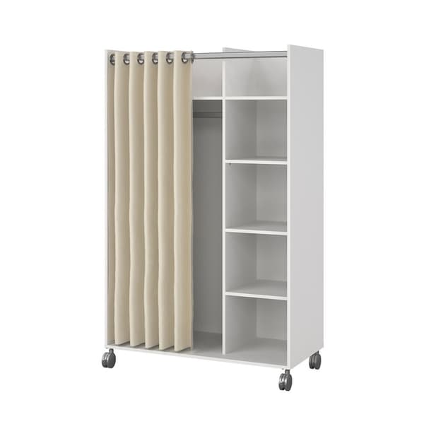 Kit klädskåp 160x100x49cm, öppen, garderobsinsats vit, beige.
