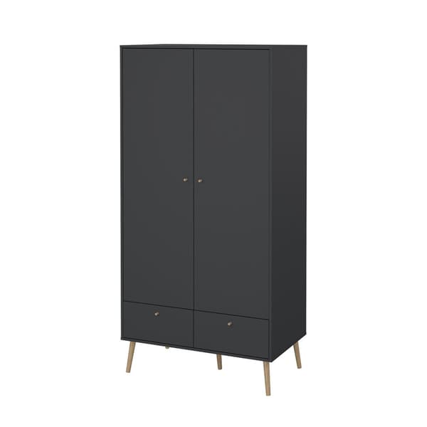 Bodo garderobeskap 200x99x58cm, 2 dører, 2 skuffer matt grå.