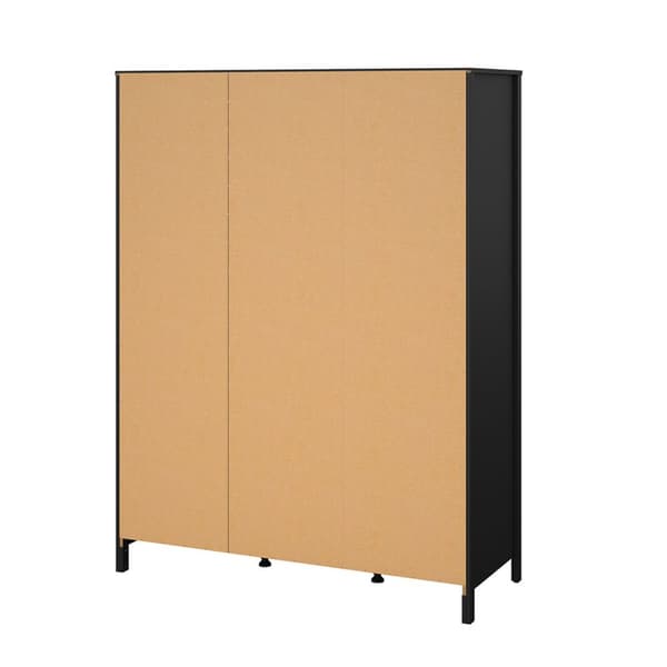 Madrid klædeskab 199x150x59cm, 2 låger, 1 spejllåge, 2 skuffer matsort.