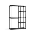 Miniatyrbillede 1 af 8: Åben garderobe - med tøjstænger - 43 × 124 × 182 cm - sort