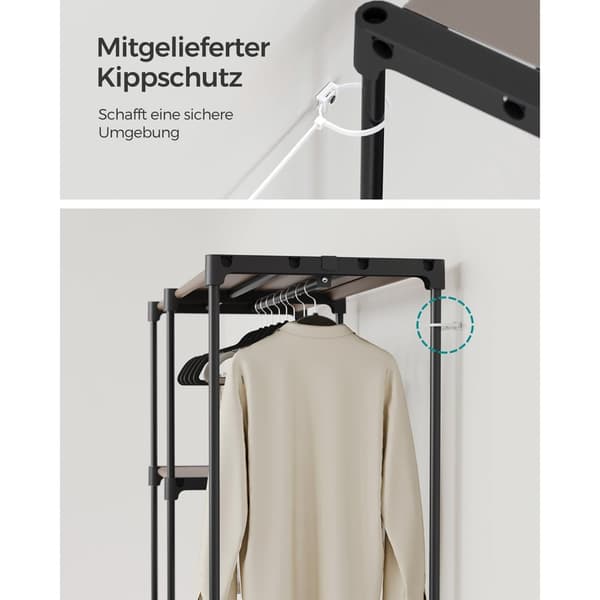 Åben garderobe - med tøjstænger - 43 × 124 × 182 cm - Taupe